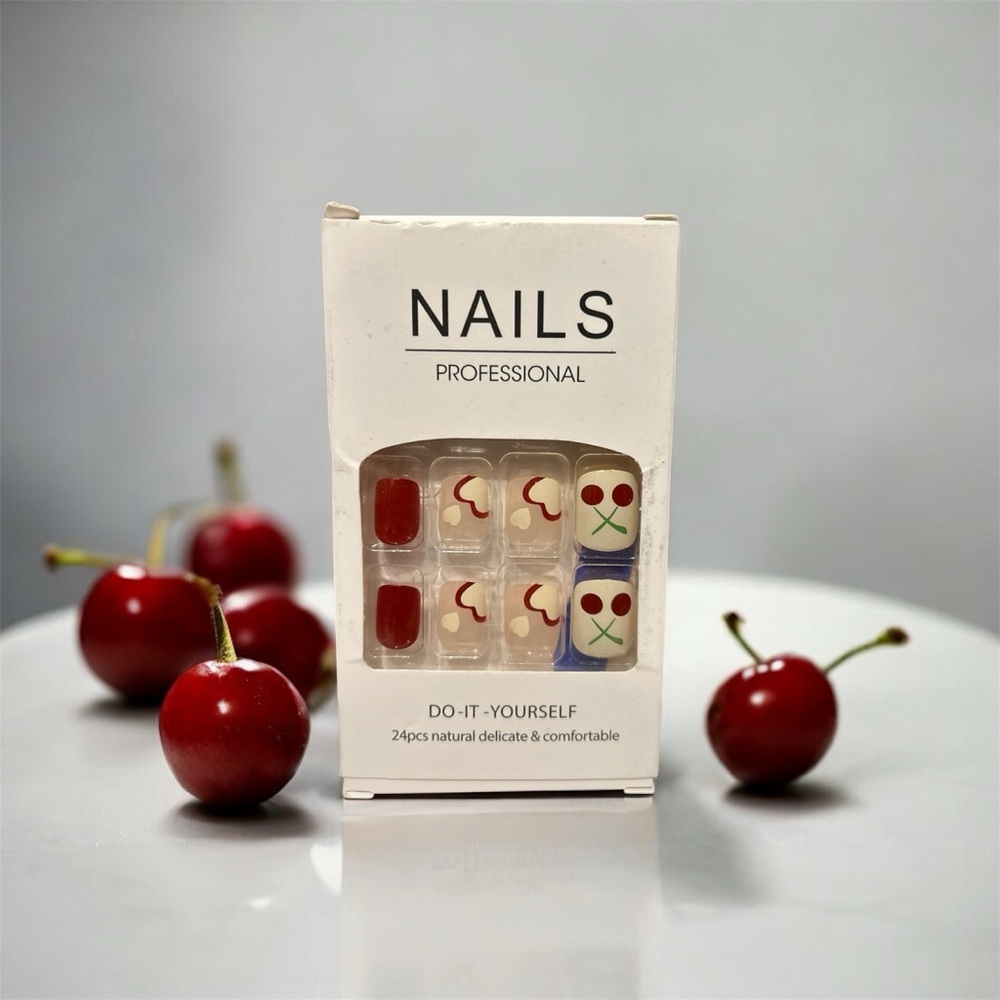 5️⃣Press On Nails Set | Cherry Hearts Design Or 5 For 25
